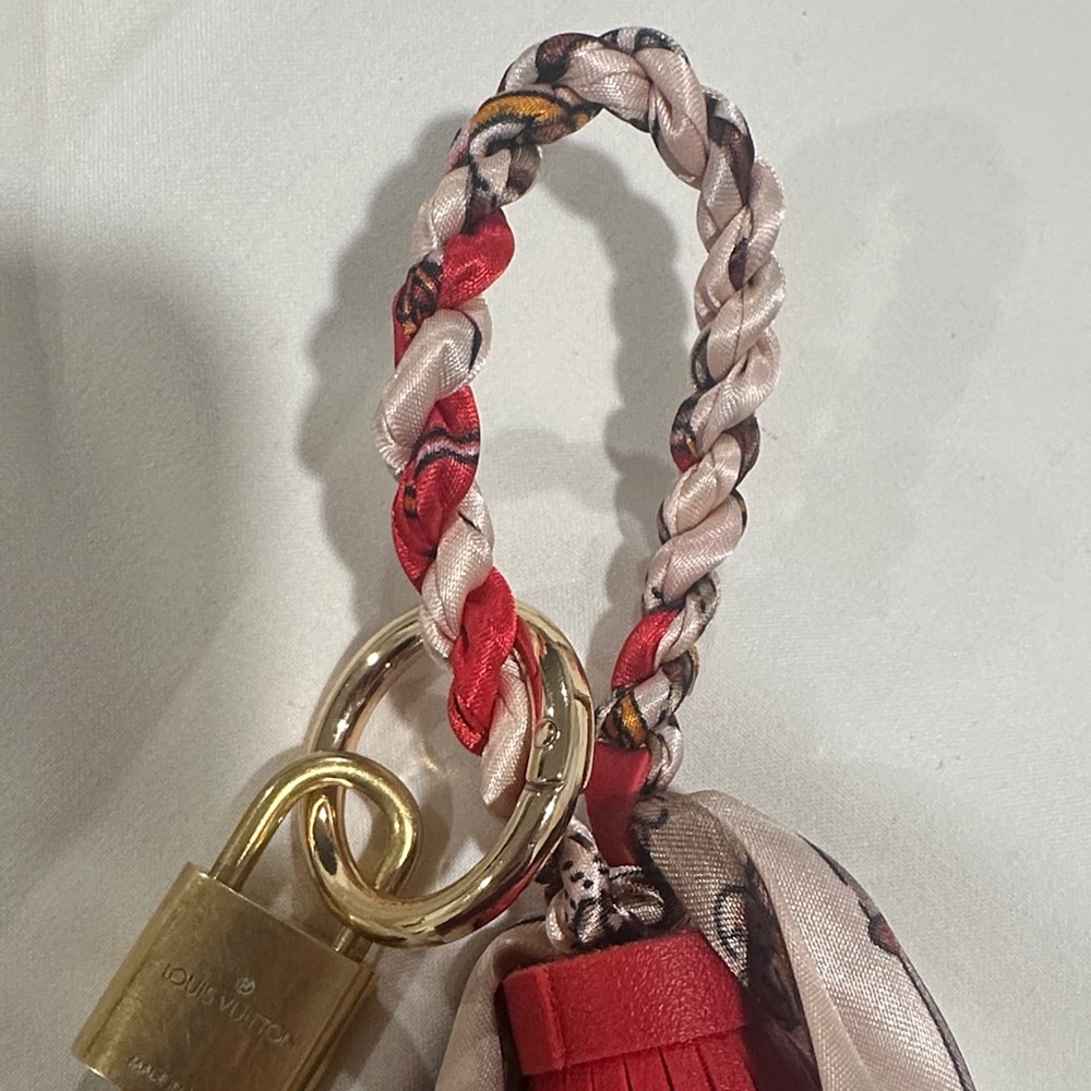 Louis Vuitton Lock and Keys with Red Tassel Scarf Keychain Bag Charm - Picture 6 of 7